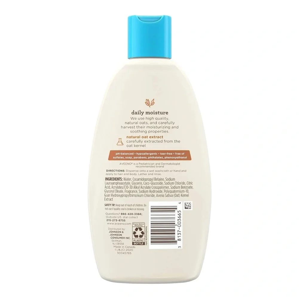 Aveeno Baby Daily Moisture Wash & Shampoo Natural Oat Extract 8oz - Picture 2 of 2